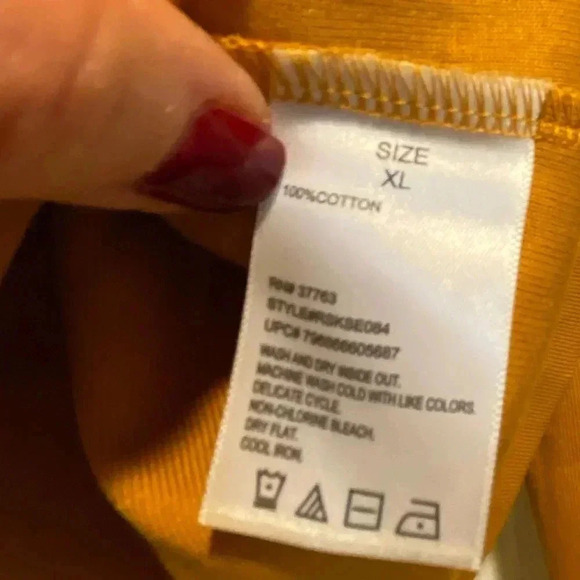 Women’s Long Sleeve Cotton Crew Neck Tee Accent Buttons Gold Burnt Orange NEW xl - Picture 4 of 15